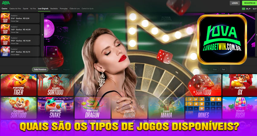 Quais são os tipos de jogos disponíveis